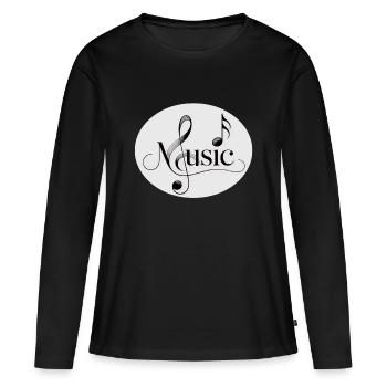 Police musicale avec ornement musical - T-shirt manches longues Premium bio Femme - noir - Devant - Julia (174cm)