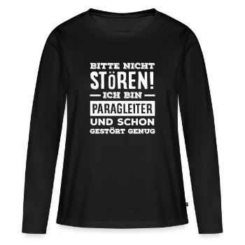 Gleitschirm Abenteuer Paragliding Nicht Stören - Frauen Premium Bio Langarmshirt - Schwarz - Vorne - Julia (174cm)