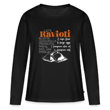 Raviolis - La recette - T-shirt manches longues Premium bio Femme - noir - Devant - Julia (174cm)