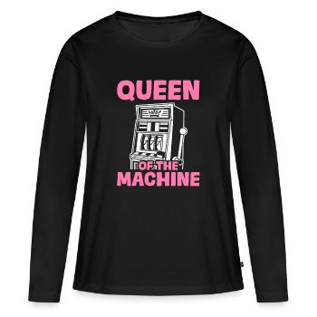 Reine de la machine Casino Jeux d’argent - T-shirt manches longues Premium bio Femme - noir - Devant - Julia (174cm)