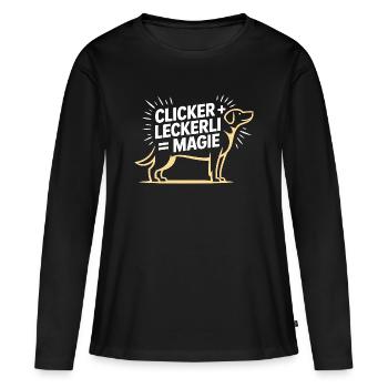 École canine Dog Lover Dresseur de chiens - T-shirt manches longues Premium bio Femme - noir - Devant - Julia (174cm)