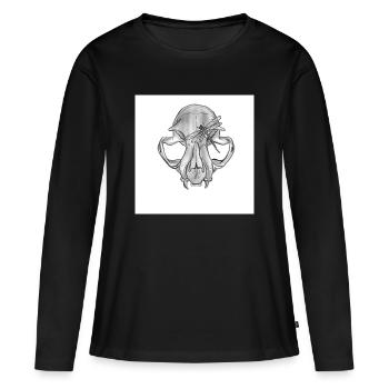 Crâne Libellule Monochrome - T-shirt manches longues Premium bio Femme - noir - Devant - Julia (174cm)