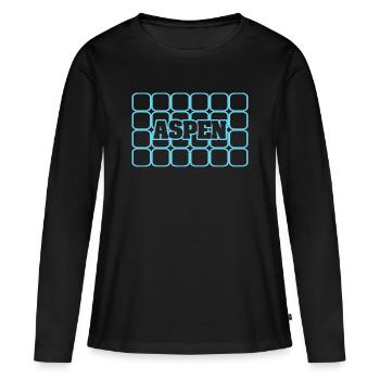 Nom de l’homme : Aspen - T-shirt manches longues Premium bio Femme - noir - Devant - Julia (174cm)