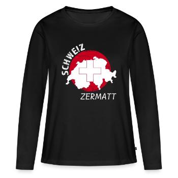 Zermatt - T-shirt manches longues Premium bio Femme - noir - Devant - Julia (174cm)