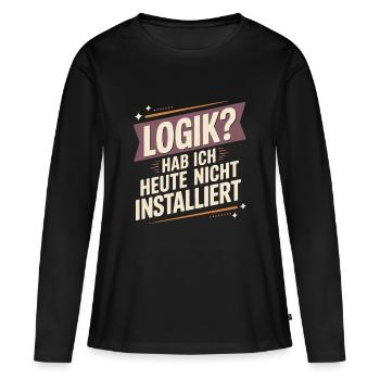 LOGIQUE? Je ne l’ai pas installé aujourd’hui - T-shirt manches longues Premium bio Femme - noir - Devant - Julia (174cm)
