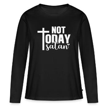 Pas aujourd’hui Satan - T-shirt manches longues Premium bio Femme - noir - Devant - Julia (174cm)