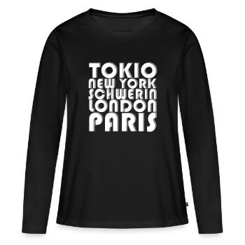 SCHWERIN MÉTROPOLE - T-shirt manches longues Premium bio Femme - noir - Devant - Julia (174cm)