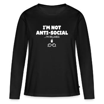 Pas antisocial, je suis détendu - T-shirt manches longues Premium bio Femme - noir - Devant - Julia (174cm)