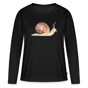 escargot - T-shirt manches longues Premium bio Femme - noir - Devant - Julia (174cm)