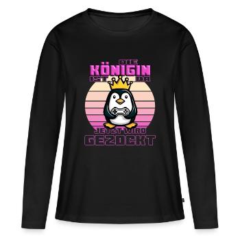 The queen wants to gamble - Women's Premium Organic Long Sleeve Shirt - black - Front - Julia (174cm)