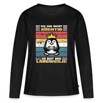 Je ne suis pas accro - je joue - T-shirt manches longues Premium bio Femme - noir - Devant - Julia (174cm)