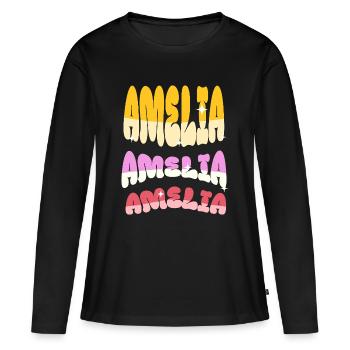 Amelia Name - Frauen Premium Bio Langarmshirt - Schwarz - Vorne - Julia (174cm)