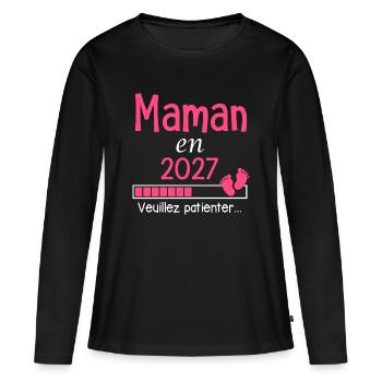 Mama im Jahr 2027 Geschenk für werdende Mama - Frauen Premium Bio Langarmshirt - Schwarz - Vorne - Julia (174cm)