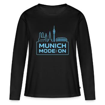 Munich Mode sur Skyline Bayern Design - T-shirt manches longues Premium bio Femme - noir - Devant - Julia (174cm)