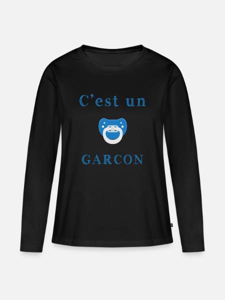 Geburt Es ist ein Junge - Frauen Premium Bio Langarmshirt - Schwarz