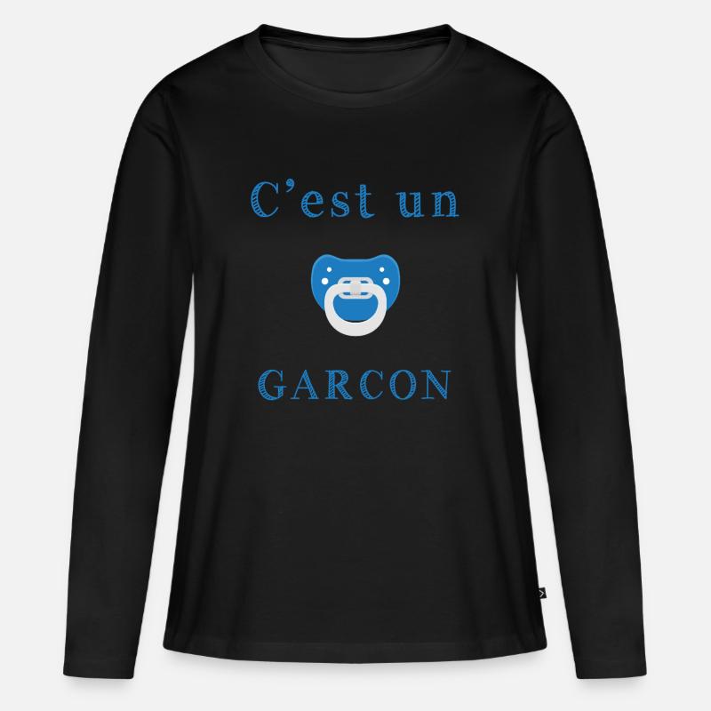 Geburt Es ist ein Junge - Frauen Premium Bio Langarmshirt - Schwarz