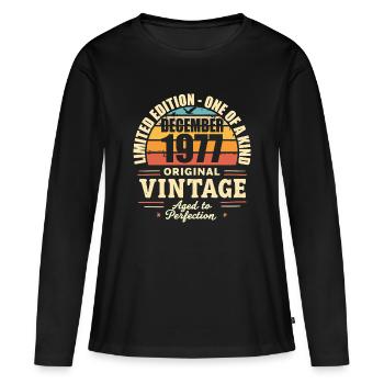 fête d anniversaire décembre 1977 - december 1977 - T-shirt manches longues Premium bio Femme - noir - Devant - Julia (174cm)