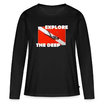 EXPLORE THE DEEP - Women's Premium Organic Long Sleeve Shirt - black - Front - Julia (174cm)