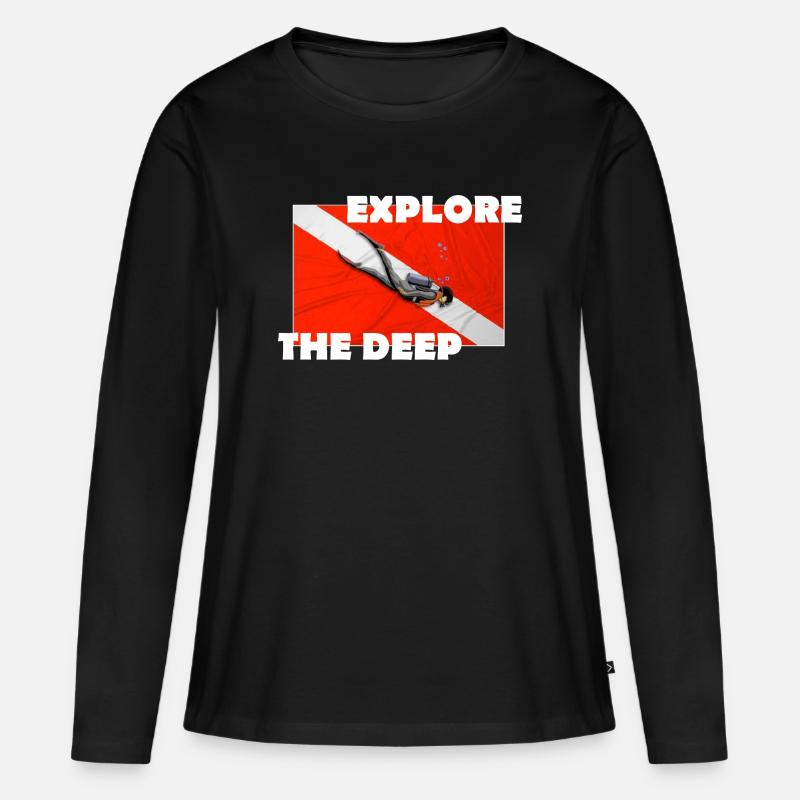 EXPLORE THE DEEP - Women's Premium Organic Long Sleeve Shirt - black