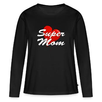Super maman - T-shirt manches longues Premium bio Femme - noir - Devant - Julia (174cm)
