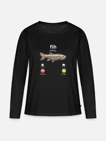 Fih Calling Lustiges Männerangeln Internet Meme Fi - Frauen Premium Bio Langarmshirt - Schwarz