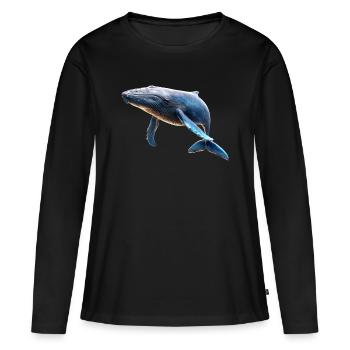 Baleine bleue Baleine Baleines bleues Baleines Chant Baleine Plongeur Baleines Océan - T-shirt manches longues Premium bio Femme - noir - Devant - Julia (174cm)