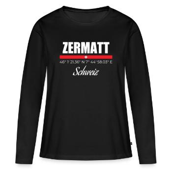 Zermatt - T-shirt manches longues Premium bio Femme - noir - Devant - Julia (174cm)