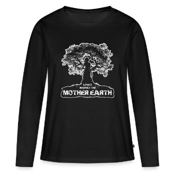 Mutter Erde - Weißes Design - Frauen Premium Bio Langarmshirt - Schwarz - Vorne - Julia (174cm)
