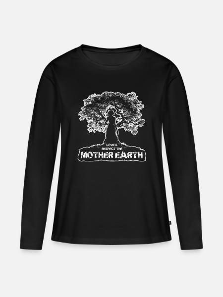 Mutter Erde - Weißes Design - Frauen Premium Bio Langarmshirt - Schwarz