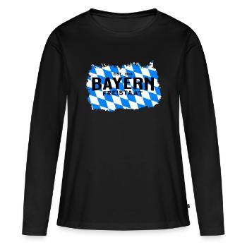 État libre de Bavière – Conception du drapeau en diamant - T-shirt manches longues Premium bio Femme - noir - Devant - Julia (174cm)