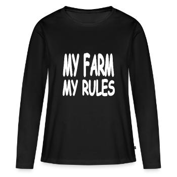Ferme - T-shirt manches longues Premium bio Femme - noir - Devant - Julia (174cm)