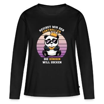 Il me tend la manette que la reine veut jouer - T-shirt manches longues Premium bio Femme - noir - Devant - Julia (174cm)