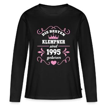 Plumber Birthday Vintage 1995 Born 95 - Women's Premium Organic Long Sleeve Shirt - black - Front - Julia (174cm)