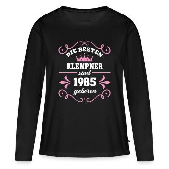Plumber Birthday 1985 Vintage Plumbing Born - Women's Premium Organic Long Sleeve Shirt - black - Front - Julia (174cm)