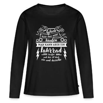 Le bonheur ne s’achète pas, achète un vélo - T-shirt manches longues Premium bio Femme - noir - Devant - Julia (174cm)