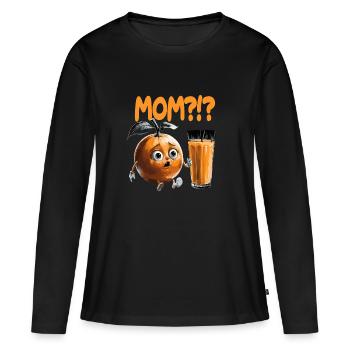 Maman?!? Dialogue amusant sur le jus d’orange - T-shirt manches longues Premium bio Femme - noir - Devant - Julia (174cm)