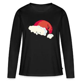 Noël Père Noël chapeau flat design - T-shirt manches longues Premium bio Femme - noir - Devant - Julia (174cm)
