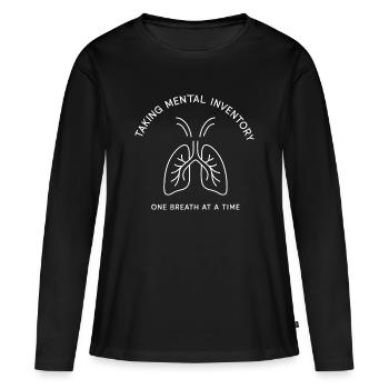 Souffle de pleine conscience - T-shirt manches longues Premium bio Femme - noir - Devant - Julia (174cm)