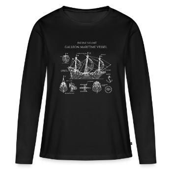 Galleon Blueprint Sail Ship - Women's Premium Organic Long Sleeve Shirt - black - Front - Julia (174cm)