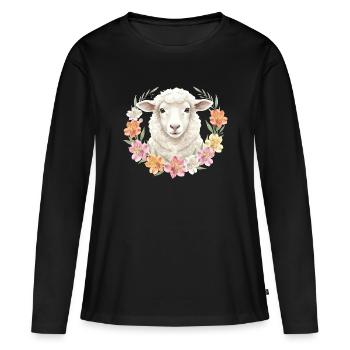 Weisses Schaf - Frauen Premium Bio Langarmshirt - Schwarz - Vorne - Julia (174cm)