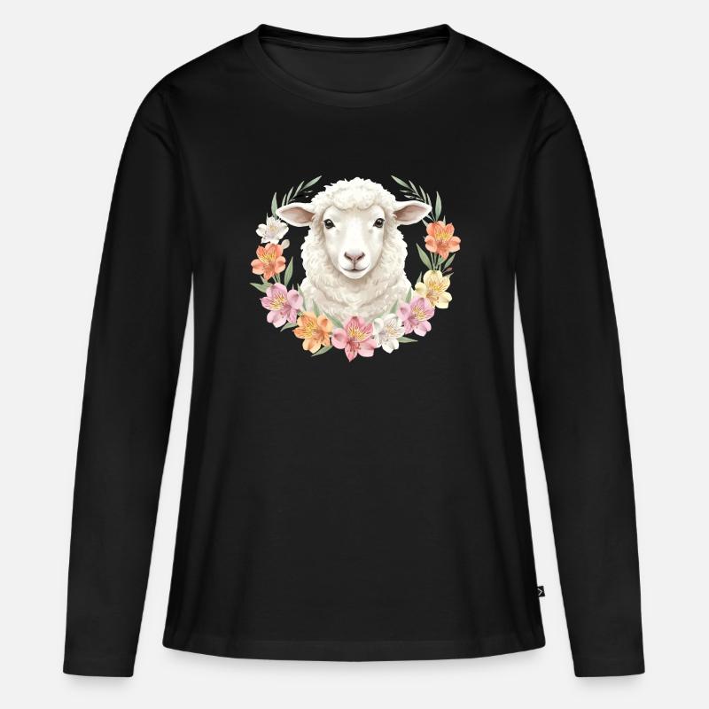 Weisses Schaf - Frauen Premium Bio Langarmshirt - Schwarz