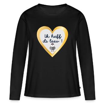 Plattdeutsch Ich liebe dich - Frauen Premium Bio Langarmshirt - Schwarz - Vorne - Julia (174cm)