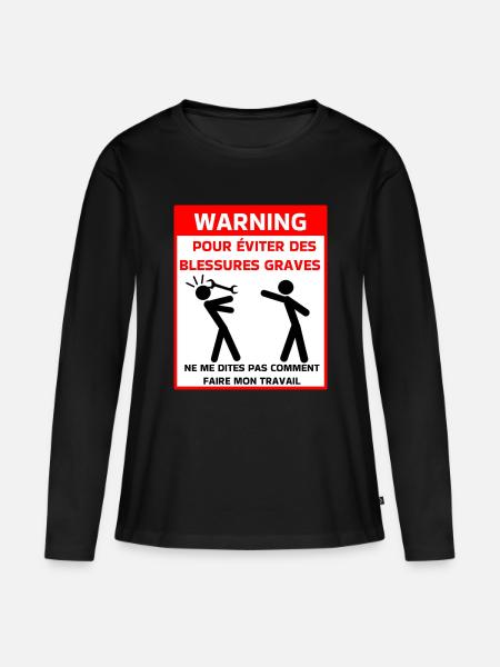 Avertissement sécurité t - T-shirt manches longues Premium bio Femme - noir
