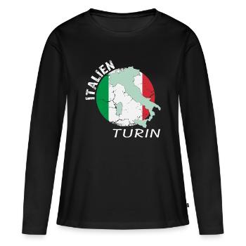 Turin - T-shirt manches longues Premium bio Femme - noir - Devant - Julia (174cm)