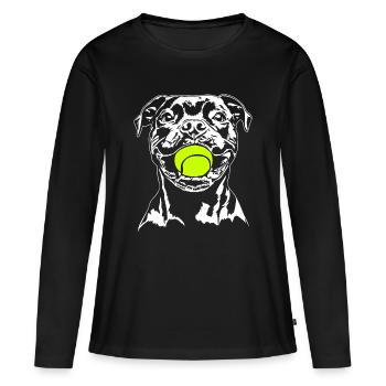 Staffordshire Bull Terrier Ball Junkie Wilsigns - T-shirt manches longues Premium bio Femme - noir - Devant - Julia (174cm)