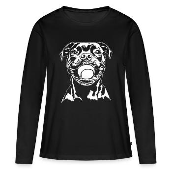 Staffordshire Bull Terrier Ball Junkie Wilsigns - T-shirt manches longues Premium bio Femme - noir - Devant - Julia (174cm)