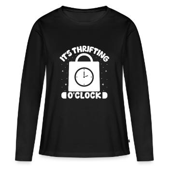 Friperie C’est la friperie O ́Clock Love Thrifting - T-shirt manches longues Premium bio Femme - noir - Devant - Julia (174cm)