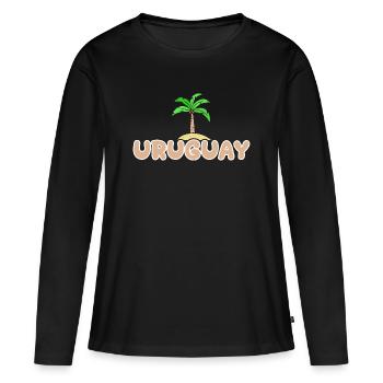 Uruguay comme Uruguay - T-shirt manches longues Premium bio Femme - noir - Devant - Julia (174cm)
