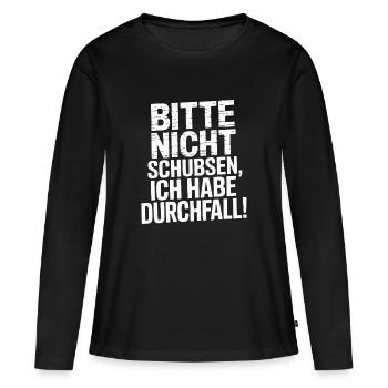 S’il vous plaît, ne poussez pas, j’ai la diarrhée plus drôle - T-shirt manches longues Premium bio Femme - noir - Devant - Julia (174cm)