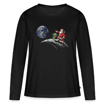 Diablotin de Noël galactique sur la lune - T-shirt manches longues Premium bio Femme - noir - Devant - Julia (174cm)
